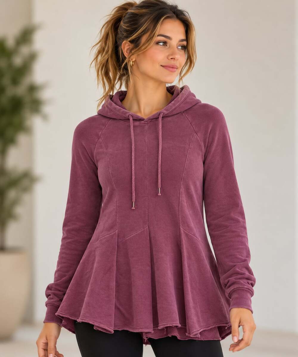 Anthropologie Pilcro Flynn Hoodie Purple Mauve Pullover Sweatshirt Size XS